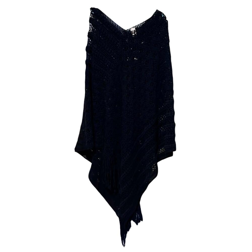 Win win One Size Black Crocheted Shawl Wrap